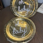 Spritz Oh Baby Snack/dessert Plates Shower Gold New 20CT 2PK. Price: $8.99.