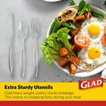 Clear Disposable Cutlery Set With Heavy Duty Plastic Forks, Knives, And Spoon... New. Price: $21.95.