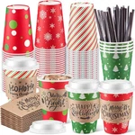 100 Sets Christmas Coffee Disposable Cups With Lids Sleeves And Stirring Stra... New. Price: $52.77.