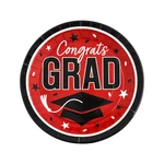 Fun Express 9" Graduation Party Red Congrats Round Paper Dinner Plates - 25 New. Price: $21.43.