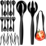 Disposable Plastic Serving Set - Black Utensils, 6" Of 18,. Price: $21.20.
