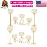 Gold Set Of 6 Metal Crystal Tea Light Candle Holder, Elegant Wedding Table Ce... New. Price: $80.09.