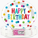 Lonfliness 50 Pcs Happy Birthday Oval Paper Plates - 11INCH Large New. Price: $31.24.