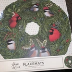 New 12 16" Hester And Cook Paper Placemats Christmas Birds Holiday Table Runner. Price: $16.00.