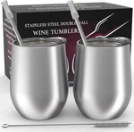 12 Oz Stainless Steel Wine Tumblers Pack - Double Wall Vacuum Insulated Win... New. Price: $26.55.