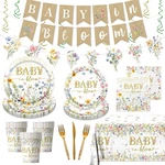 178PCS Baby In Bloom Shower Decorations-wildflower Paper Plates 1, White New. Price: $36.74.
