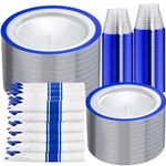 I00000 350 Pcs Dark Blue Plastic Plates,clear Disposable For Guests... New. Price: $72.98.