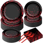 50 Guests Red And Black Birthday Party Supplies Set Dot On Disposable New. Price: $45.99.