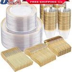Disposable Plastic Dinnerware Set 100 Guests Party Supplies Forks Plates Cups Us New. Price: $55.54.