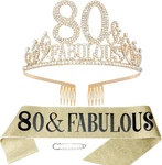 Gold 80TH Birthday Tiara & Sash Set, Happy - Fabulous Decorations New. Price: $14.76.
