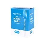 Amazon Basics Disposable Clear Plastic Forks, Premium Large Pack, New. Price: $11.99.