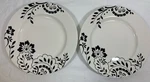 Martha Stewart Hudson Black Dinner Plates 11.5" Stencil Flowers Set Of 2 Used. Price: $18.00.