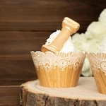 25 Natural White Paper Cupcake Wrappers Wood Lace Print Muffin Liners Party Home New. Price: $10.78.