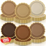 Tiangrid Brown Paper Plates 96PK 9", Gradient Scalloped Dinner Dessert New. Price: $42.99.