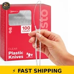Gusto Clear Plastic Knives Heavy Duty Disposable Cutlery 100-PACK New. Price: $31.99.