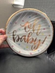 Unique Oh Baby 8CT. Gold Shower 8-5/8" Paper Dinner Plates Party Tableware New. Price: $5.85.