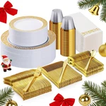 Bestluck 350PCS Gold Plastic Dinnerware Set For Guests, Disposable Plates ... New. Price: $63.56.