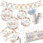 142 Pcs Pumpkin Fall Gender Reveal Or She Tableware Plates Napkins Set New. Price: $36.70.