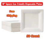 (50/COUNT) 10" Square Eco Friendly Bagasse Plates 100% Compostable New. Price: $14.99.
