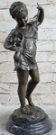 Naughty Little Girl With Cat Stick Bronze Statue Funny Figurine Decor New. Price: $249.50.