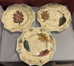 Three (3) Lillian Vernon Autumn Themed Dinner Plates W/ Metal Hangers Italy Used. Price: $26.25.