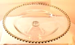 Elegance Hand Painted Glass Cake Stand Platter Fruit Bowl, Gold Beaded Edge New. Price: $44.95.