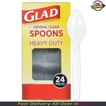 Glad Clear Plastic Spoons - Dishwasher Safe Disposable Heavy Duty Utensils New. Price: $7.99.