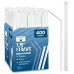 Clear Plastic Straws, Disposable - 400 Bendy Drinking 7.75" And Indi... New. Price: $22.00.