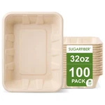 100 Count Harvest Pack 32 Oz Compostable Food Trays 8.49"X6.45"X1.86"DISPOSABLE New. Price: $42.13.