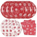 Homlouue 200PCS Christmas Plates And Napkins Set Disposable Snowflake New. Price: $30.46.