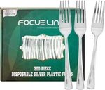 Focusline 300 Pack Disposable Silver Plastic Forks, Solid And New. Price: $41.58.
