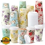 Ovveroche 50 Pack 16 Oz Disposable Coffee Cups With Lids,floral Paper Insulat... New. Price: $44.99.