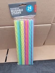 Kikkerland Rainbow Reusable 11" Plastic Straws - Set Of 24 New. Price: $9.99.