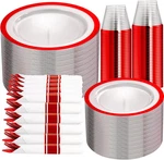350 Pcs Red Dinnerware Set For GUESTS,50 And Dessert PLATES,50 Cups New. Price: $89.99.