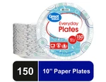 Great Value Everyday Disposable Paper Plates, 10", 150 Count New. Price: $16.00.