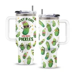 Uibunoo 40OZ Tumbler With Handle & Straw - "just Girl Who Loves Pickles New. Price: $48.99.