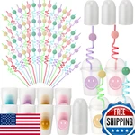 Yaomiao 64-PACK 12OZ Smile Face Sipper Cups W/ Straws & Lids Clear Plastic New. Price: $89.25.