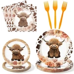 G1NGTAR 96PCS Highland Cow Party Plates Supplies Farmhouse New. Price: $15.35.