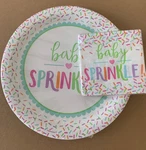 Set Baby Sprinkle Shower Birthday 8 Plates & 16 Dessert Napkins New. Price: $9.95.