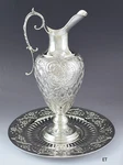 Beautiful South American? Hand Chased 900 Silver Pitcher / Ewer Under Plate Used. Price: $3060.00.