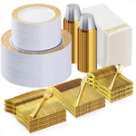 Bestluck 700PCS Gold Plastic Dinnerware Set For 100 Guests, Disposable Plates... New. Price: $106.60.