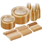 Goodluck 300 Piece Gold Glitter Disposable Plates For 50 Guests, New. Price: $70.88.