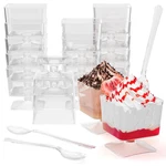Exquisite Mini Dessert Cups Spoons 400 Pcs - 2 Oz Square Clear Plastic Pudding New. Price: $64.69.