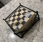 Mackenzie-childs Courtly Check Gold Paper Napkins Cocktail & Metal Holder New. Price: $20.00.