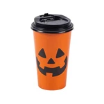 Fun Express 16 Oz. Jack-o -lantern Disposable Paper Coffee Cups With Lids 12 New. Price: $17.15.