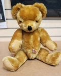 Antique Teddy Bear Farnell Alpha Made In England Golden Mohair With Glass Eyes Used. Price: $318.43.