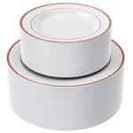 120PCS Rose Gold Plastic Plates, Disposable White And Rim P... New. Price: $54.60.