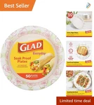 Elegant 50 Count Pink Floral Disposable Plates, 8.5 Inch - Soak Proof & Micro... New. Price: $19.99.