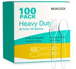 100 Count Plastic Silverware, Heavy Weight Forks Spoons Disposable Utens New. Price: $13.29.