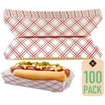 Usa-made Hot Dog Trays In Red White Pattern, 100 Pack New. Price: $24.79.